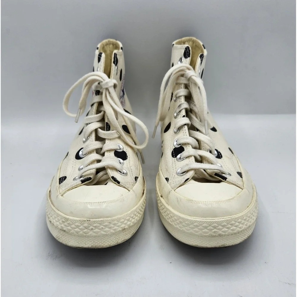 Comme Des Garcons Play x Chuck Taylor All Star High Top White Polka Dot M‎ 7 W 9